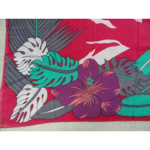 1970’s Floral Oversize Scarf Shawl Wrap Red Purple Black Made in Italy Betmar - Picture 7 of 9